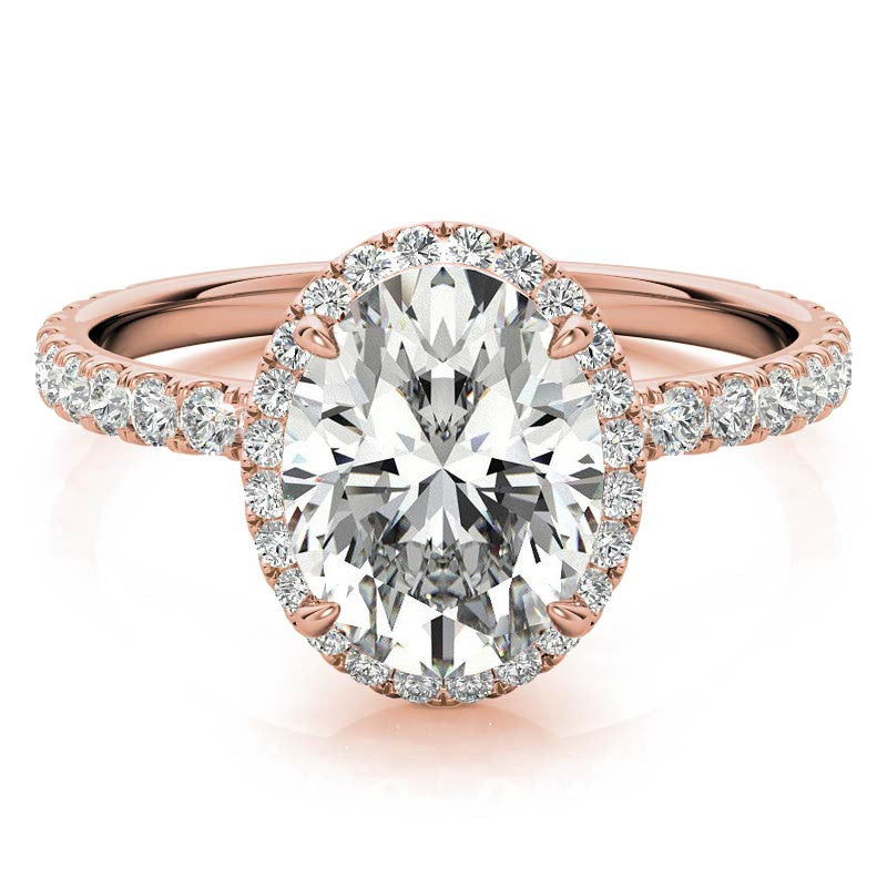 Oval Moissanite Halo Engagement Ring