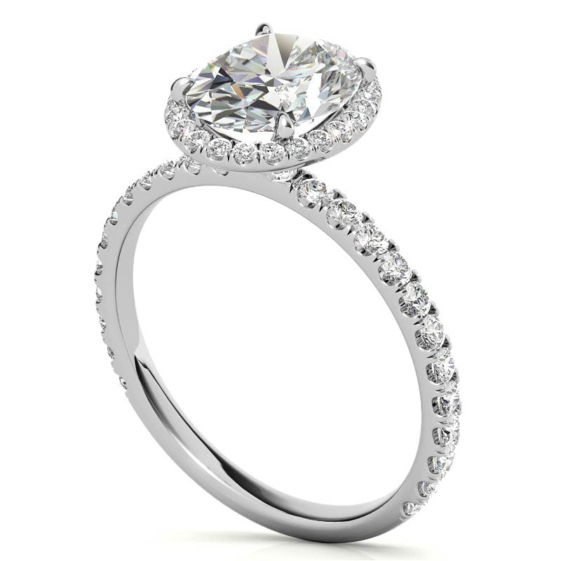 Oval Moissanite Halo Engagement Ring