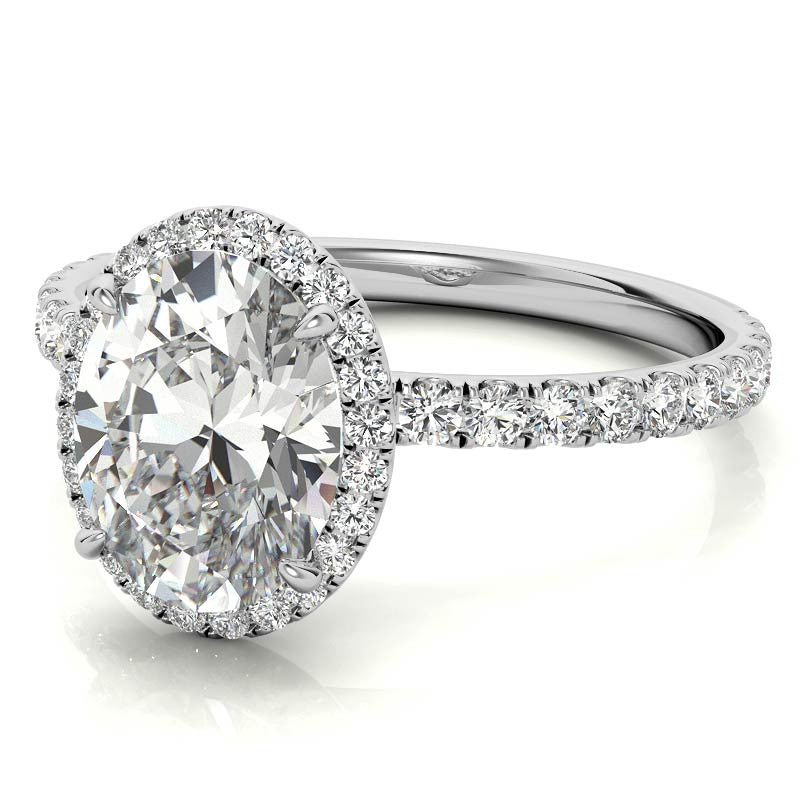 Oval Moissanite Halo Engagement Ring