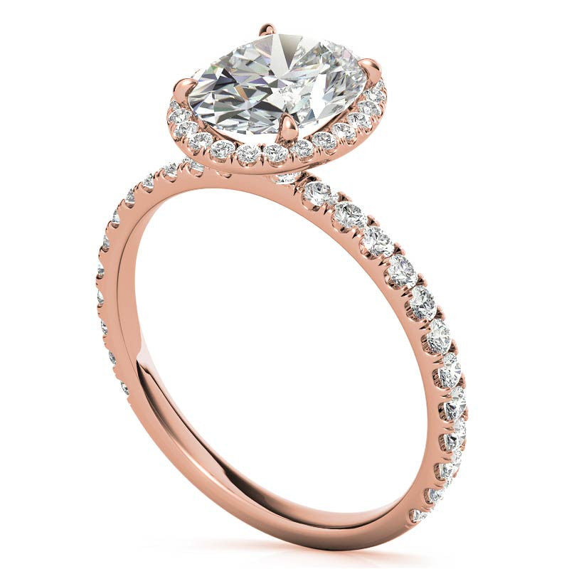 Oval Moissanite Halo Engagement Ring