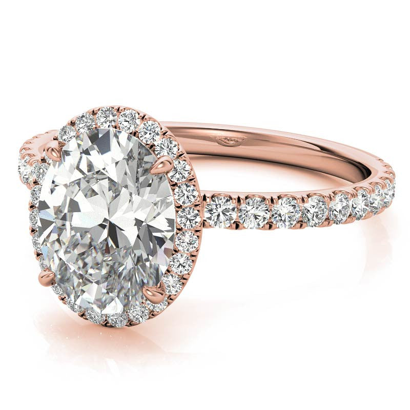 Oval Moissanite Halo Engagement Ring