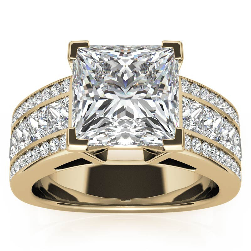 Wide Princess Moissanite Engagement Ring