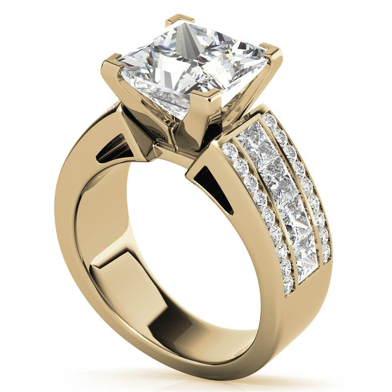 Wide Princess Moissanite Engagement Ring