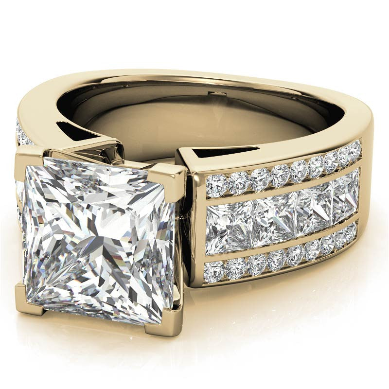 Wide Princess Moissanite Engagement Ring