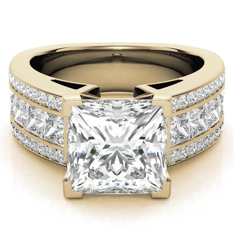 Wide Princess Moissanite Engagement Ring