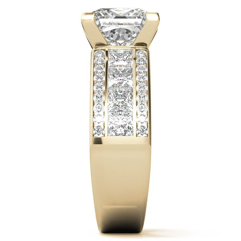 Wide Princess Moissanite Engagement Ring