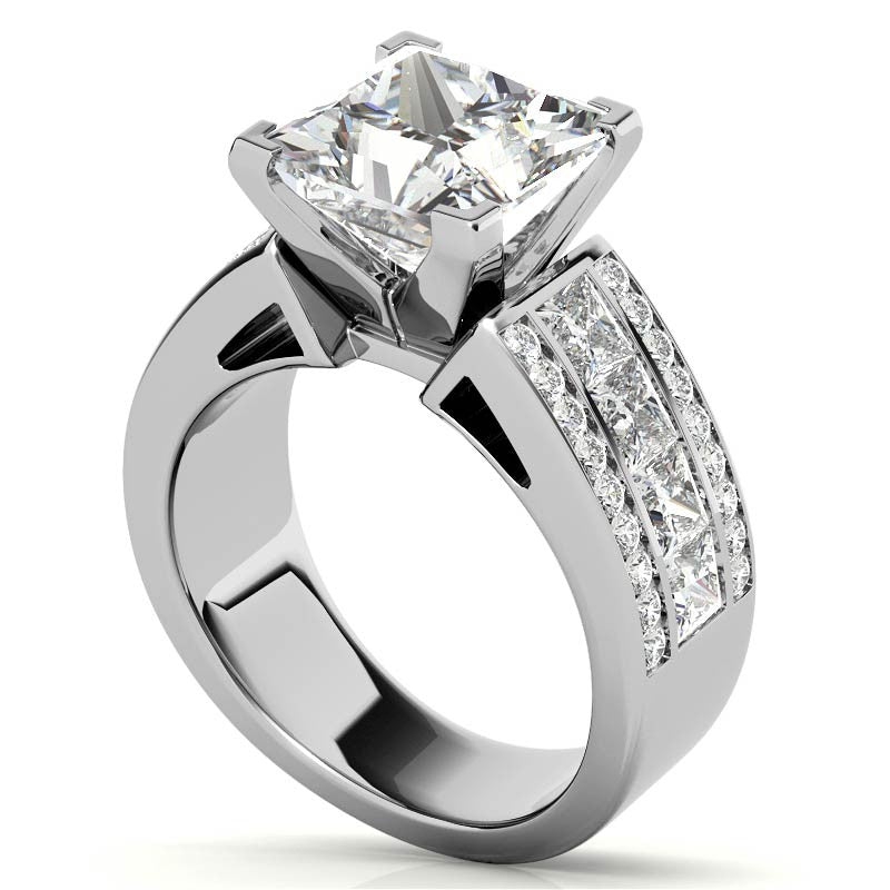 Wide Princess Moissanite Engagement Ring