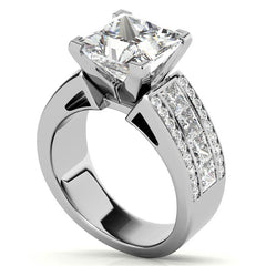 Wide Princess Moissanite Engagement Ring
