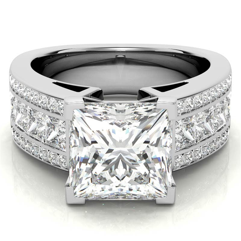 Wide Princess Moissanite Engagement Ring