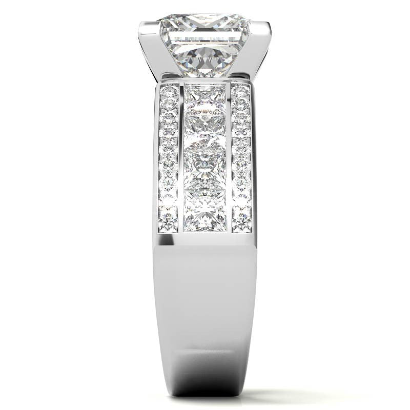 Wide Princess Moissanite Engagement Ring