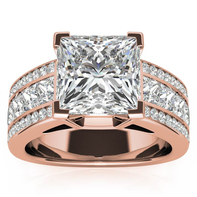 Wide Princess Moissanite Engagement Ring