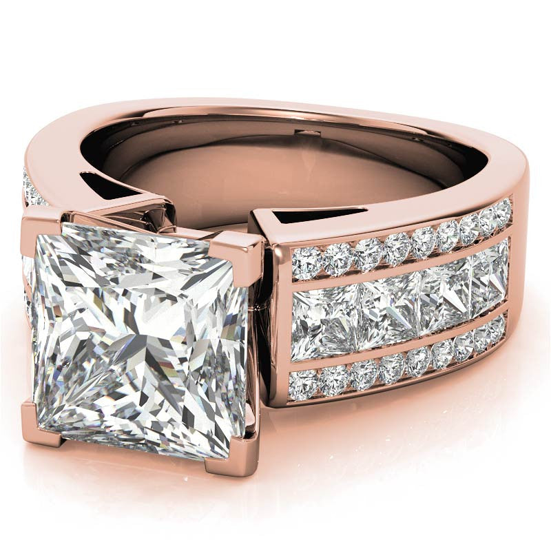 Wide Princess Moissanite Engagement Ring