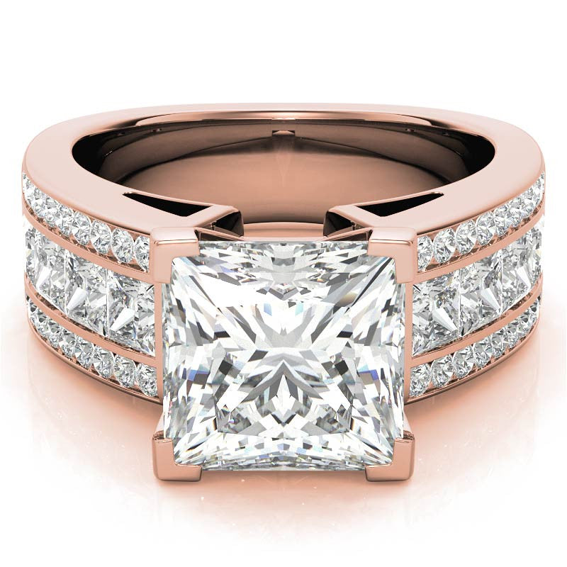 Wide Princess Moissanite Engagement Ring