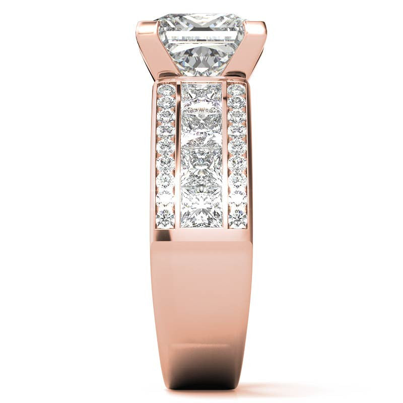 Wide Princess Moissanite Engagement Ring