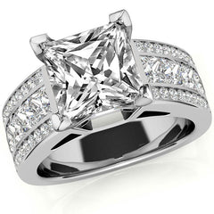 Wide Princess Moissanite Engagement Ring
