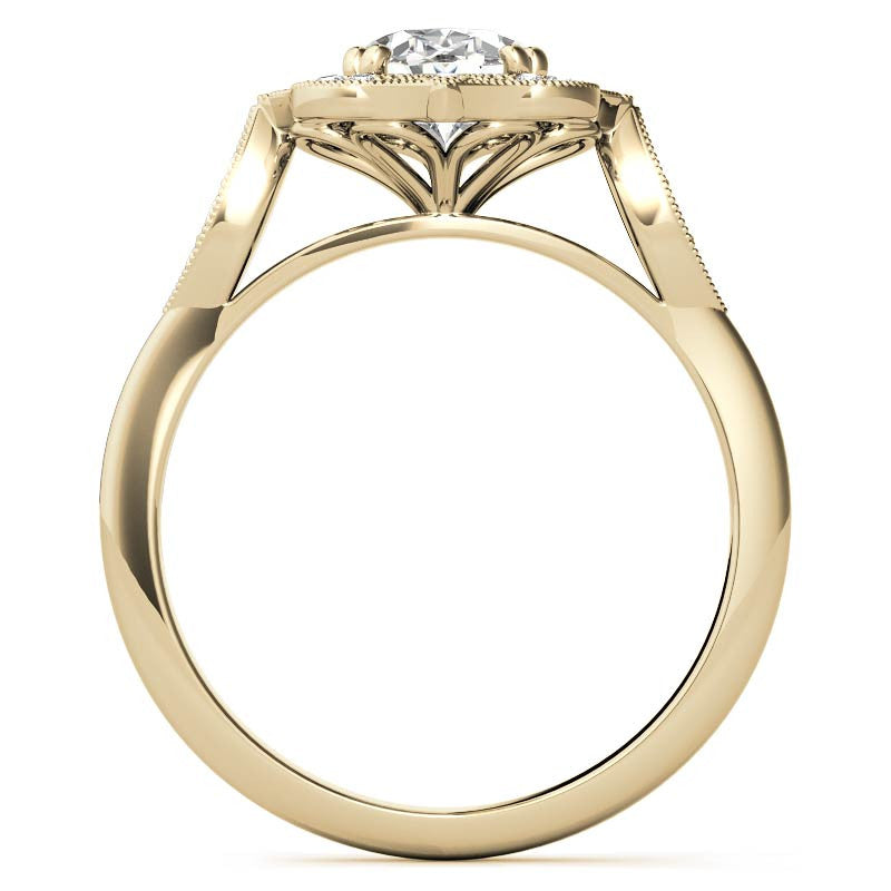 Antique Vintage Style Halo Oval Moissanite Engagement Ring