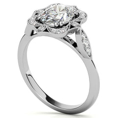 Antique Vintage Style Halo Oval Moissanite Engagement Ring