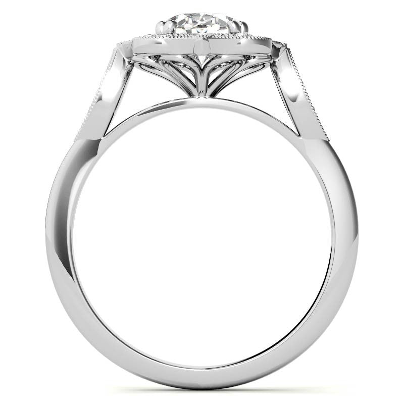 Antique Vintage Style Halo Oval Moissanite Engagement Ring