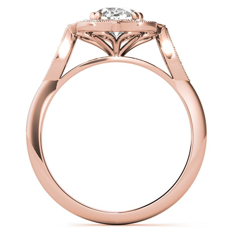 Antique Vintage Style Halo Oval Moissanite Engagement Ring