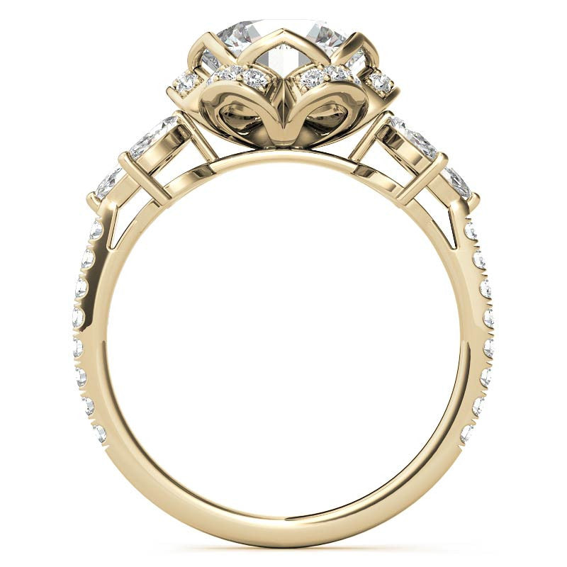 6-Prong Floral Round H&A Moissanite Engagement Ring