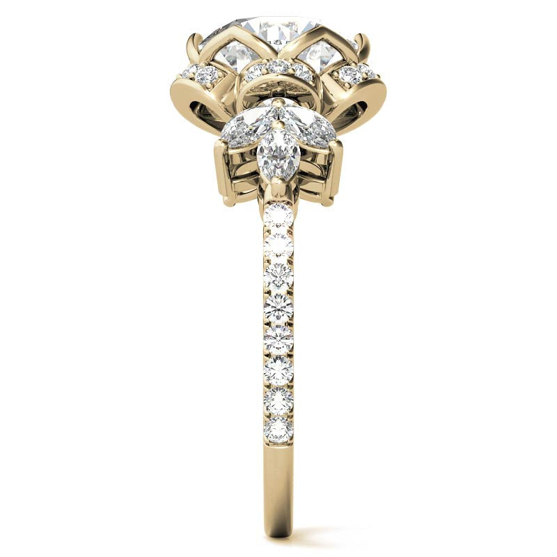 6-Prong Floral Round H&A Moissanite Engagement Ring