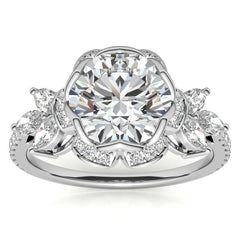6-Prong Floral Round H&A Moissanite Engagement Ring