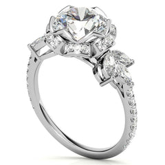 6-Prong Floral Round H&A Moissanite Engagement Ring