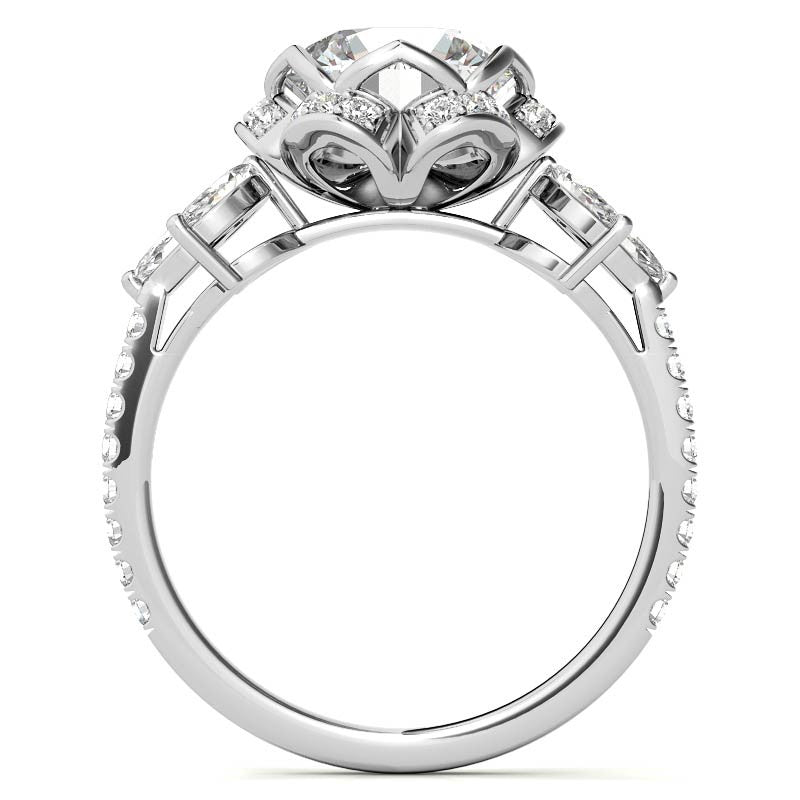 6-Prong Floral Round H&A Moissanite Engagement Ring