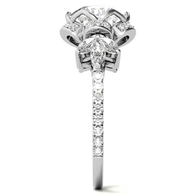 6-Prong Floral Round H&A Moissanite Engagement Ring