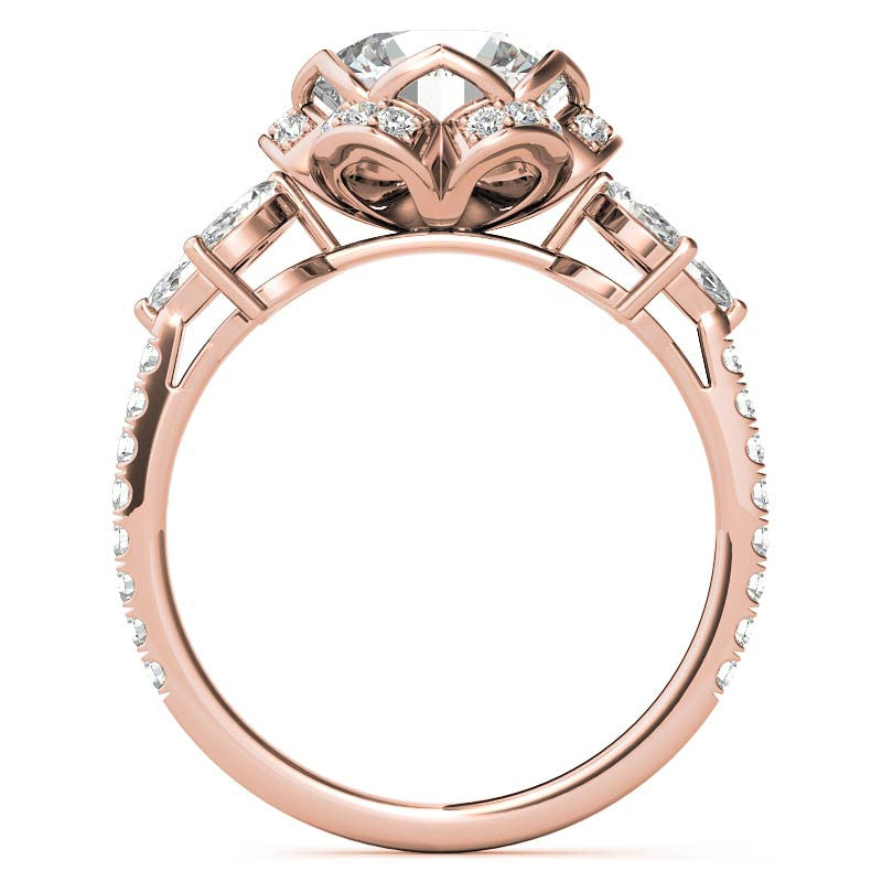 6-Prong Floral Round H&A Moissanite Engagement Ring