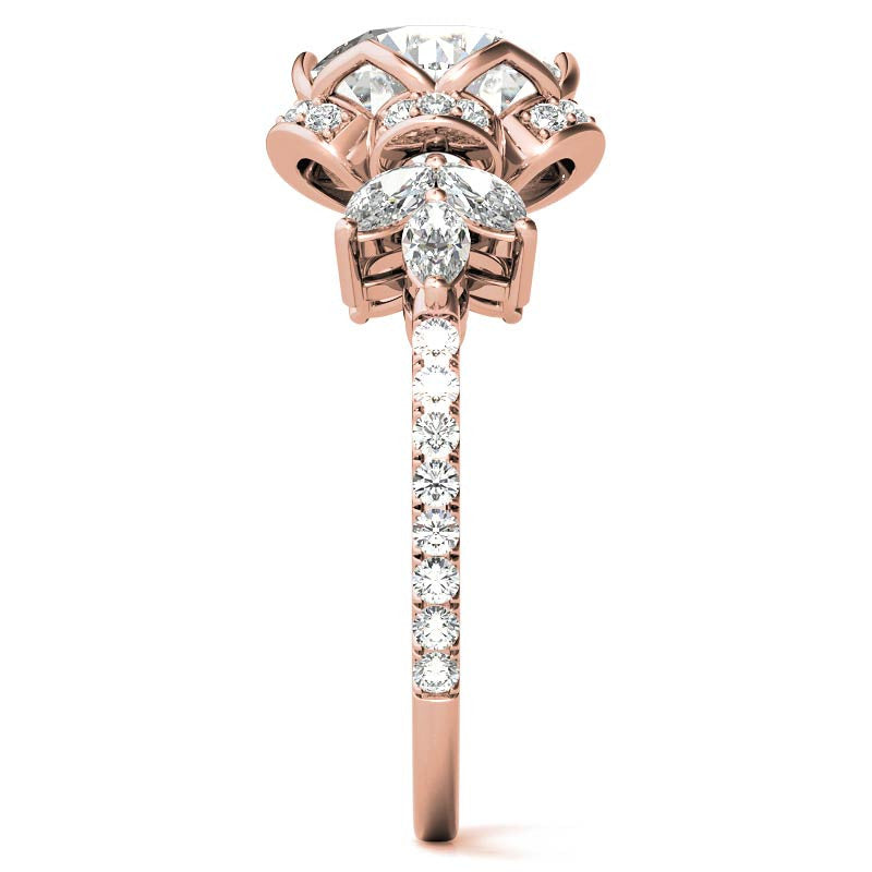 6-Prong Floral Round H&A Moissanite Engagement Ring