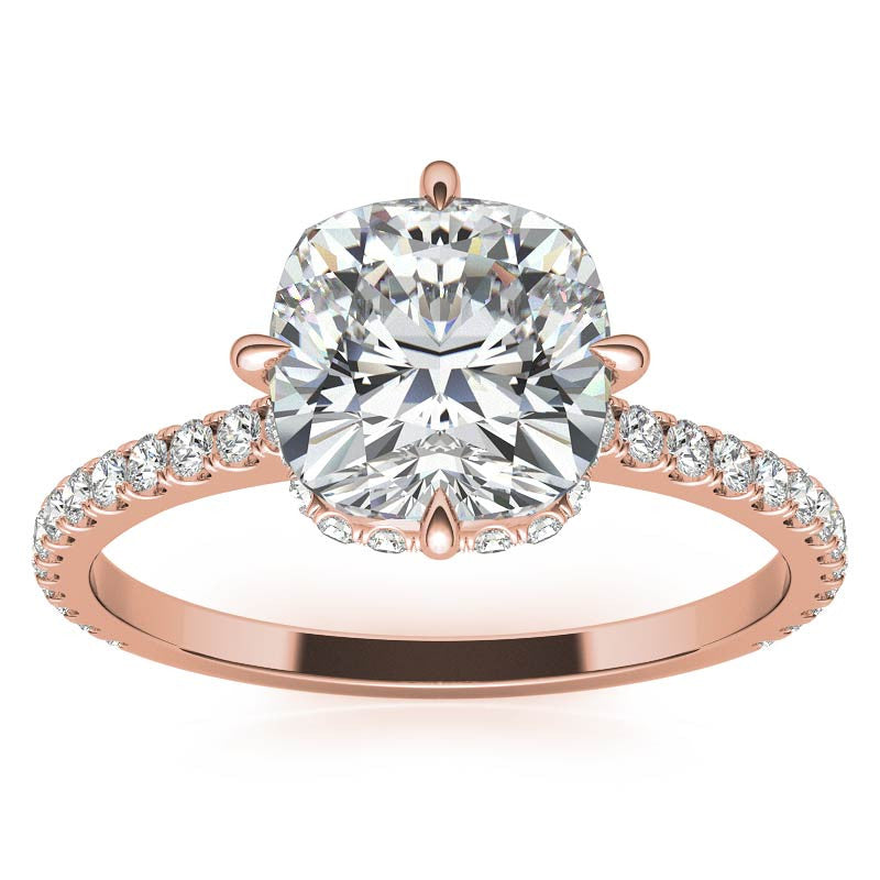 NESW-Oriented Cushion Moissanite Engagement Ring