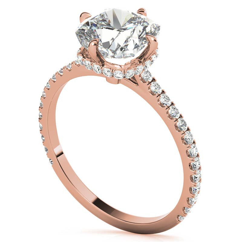 NESW-Oriented Cushion Moissanite Engagement Ring