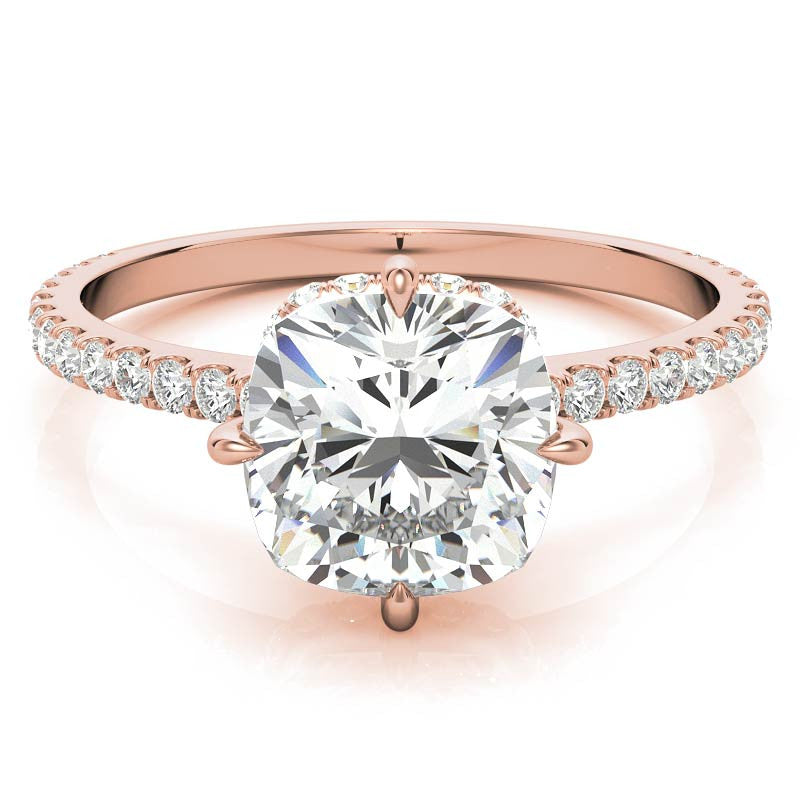NESW-Oriented Cushion Moissanite Engagement Ring