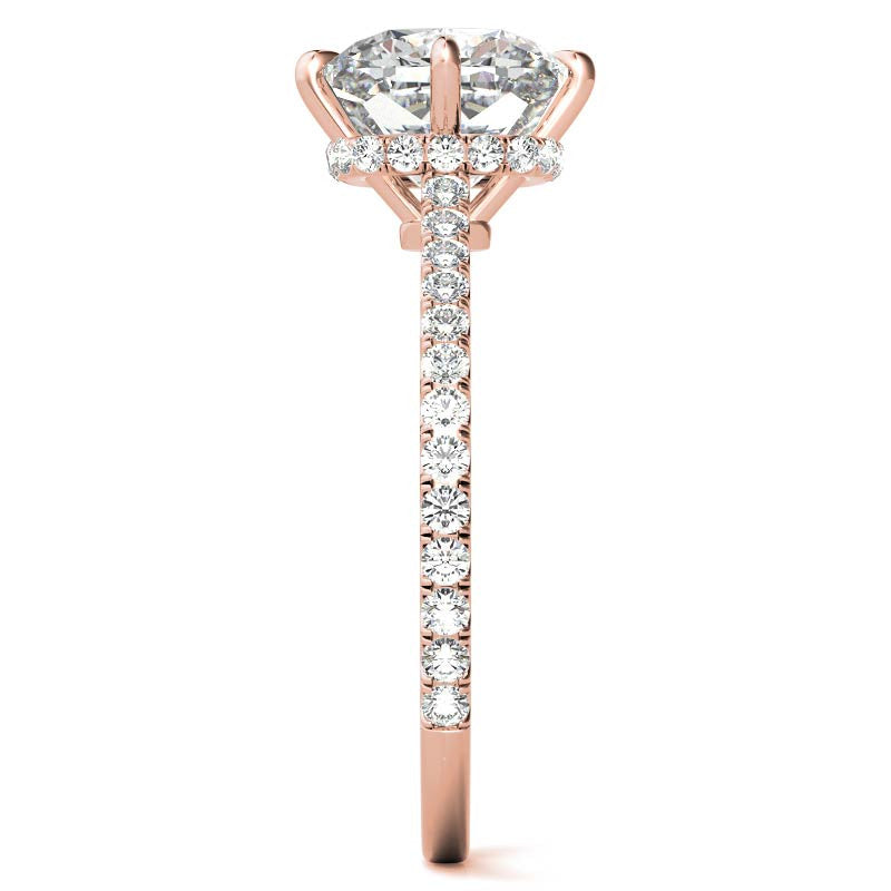 NESW-Oriented Cushion Moissanite Engagement Ring