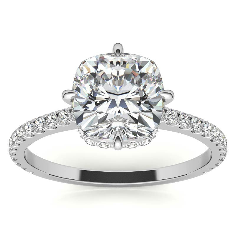 NESW-Oriented Cushion Moissanite Engagement Ring
