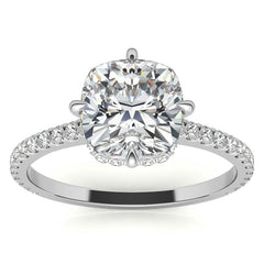 NESW-Oriented Cushion Moissanite Engagement Ring