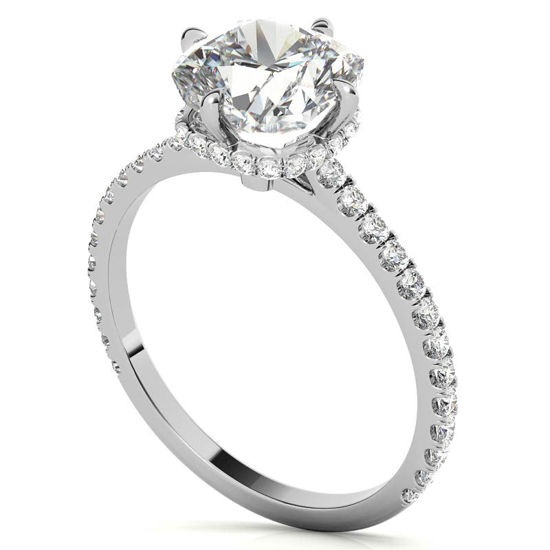 NESW-Oriented Cushion Moissanite Engagement Ring
