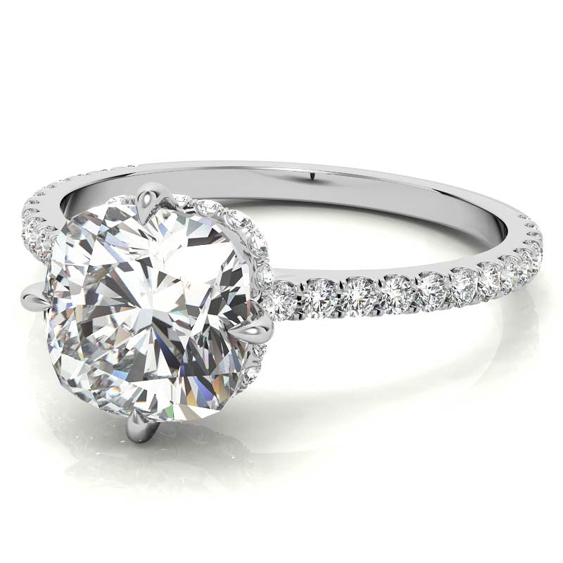 NESW-Oriented Cushion Moissanite Engagement Ring