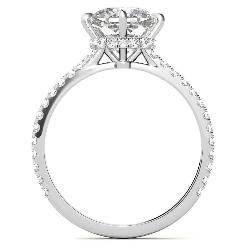 NESW-Oriented Cushion Moissanite Engagement Ring