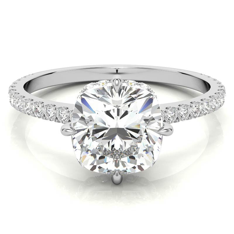 NESW-Oriented Cushion Moissanite Engagement Ring