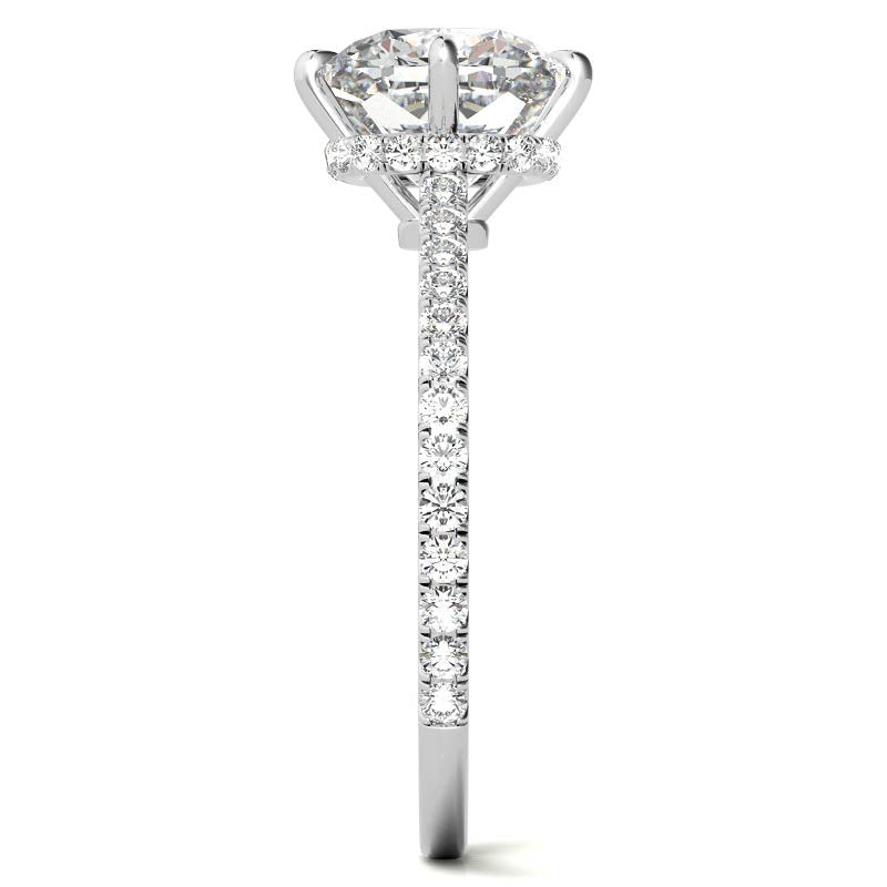 NESW-Oriented Cushion Moissanite Engagement Ring