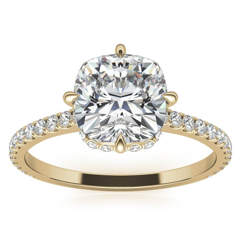 NESW-Oriented Cushion Moissanite Engagement Ring