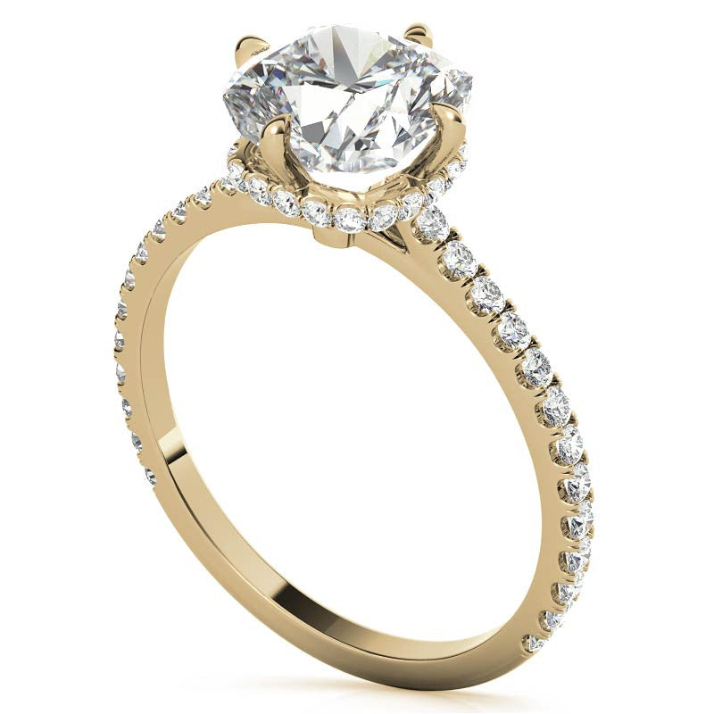 NESW-Oriented Cushion Moissanite Engagement Ring