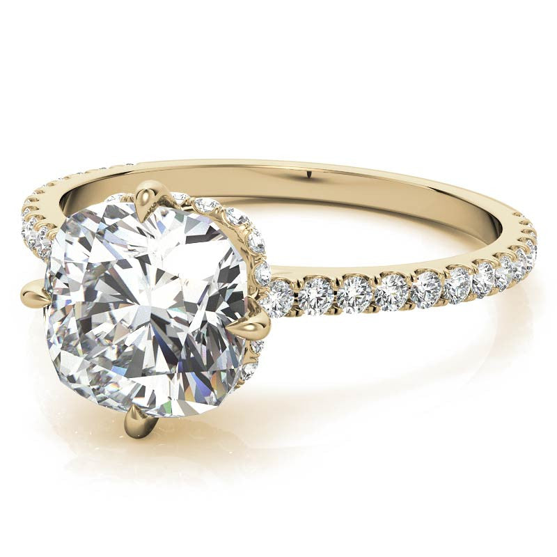 NESW-Oriented Cushion Moissanite Engagement Ring
