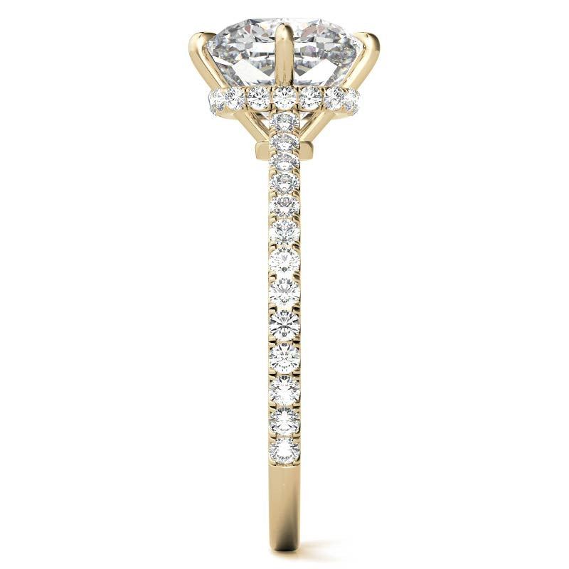 NESW-Oriented Cushion Moissanite Engagement Ring