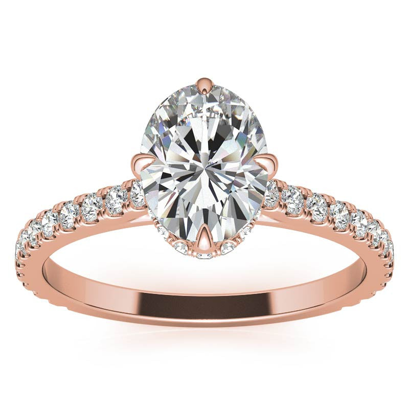 NESW-Oriented Oval Moissanite Engagement Ring