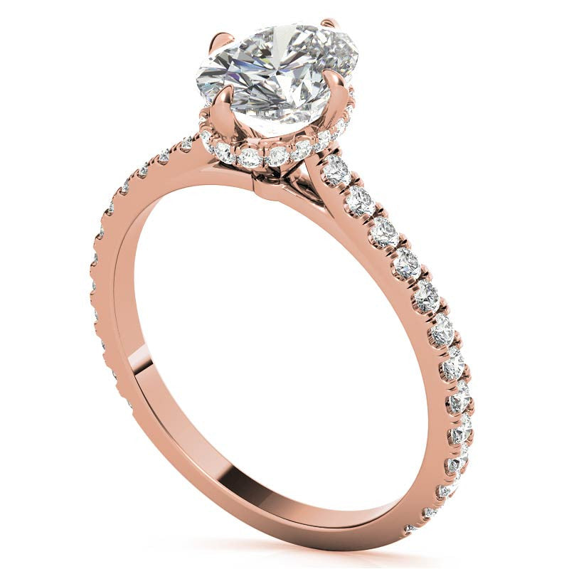 NESW-Oriented Oval Moissanite Engagement Ring