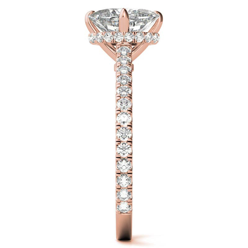 NESW-Oriented Oval Moissanite Engagement Ring