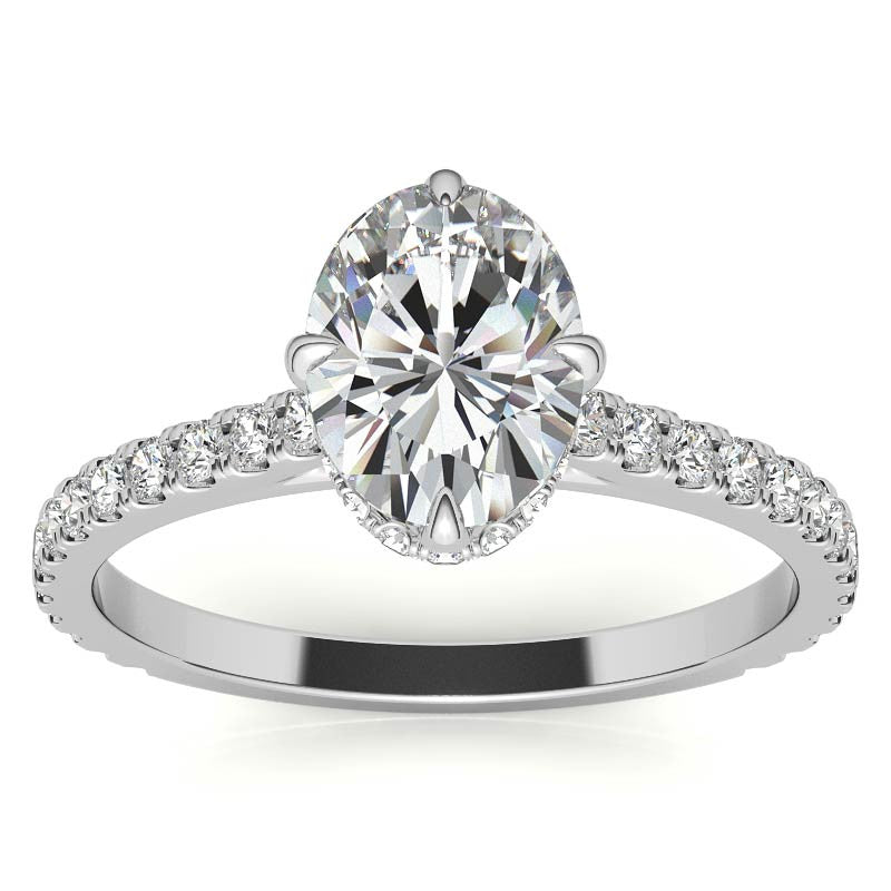 NESW-Oriented Oval Moissanite Engagement Ring